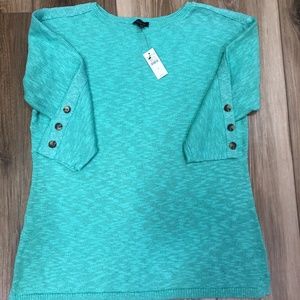 Green Talbots Sweater 3/4 sleeves with Buttons Size Small